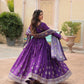Jyoti Fashion Women's Purple Chinon Rich Sequins Embroidered Long Anarkali Sets | Swadesiicart