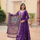 Jyoti Fashion Women's Purple Chinon Rich Sequins Embroidered Long Anarkali Sets | Swadesiicart