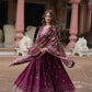 Jyoti Fashion Women's Wine Chinon Rich Sequins Embroidered Long Anarkali Sets | Swadesiicart