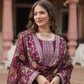 Jyoti Fashion Women's Wine Chinon Rich Sequins Embroidered Long Anarkali Sets | Swadesiicart