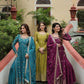 Jyoti Fashion Women's Rama Mehendi & Wine Chinon Rich Sequins Embroidered Combo Kurta Set with Dupatta | Swadesiicart