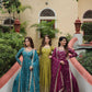 Jyoti Fashion Women's Rama Mehendi & Wine Chinon Rich Sequins Embroidered Combo Kurta Set with Dupatta | Swadesiicart