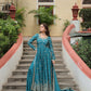 Jyoti Fashion Women's Rama Chinon Rich Sequins Embroidered Kurta Set with Dupatta | Swadesiicart