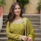 Jyoti Fashion Women's Mehendi Chinon Rich Sequins Embroidered Kurta Set with Dupatta | Swadesiicart