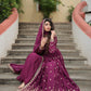 Jyoti Fashion Women's Wine Chinon Rich Sequins Embroidered Kurta Set with Dupatta | Swadesiicart