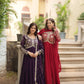 Jyoti Fashion Women's Maroon & Wine Faux Blooming Sequins Zari Embroidered Long Anarkali Combo Sets | Swadesiicart