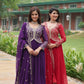 Jyoti Fashion Women's Purple & Red Faux Blooming Sequins Zari Embroidered Long Anarkali Combo Sets | Swadesiicart