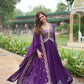 Jyoti Fashion Women's Purple Faux Blooming Sequins Zari Embroidered Long Anarkali Sets | Swadesiicart
