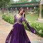 Jyoti Fashion Women's Purple Faux Blooming Sequins Zari Embroidered Long Anarkali Sets | Swadesiicart