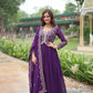 Jyoti Fashion Women's Purple Faux Blooming Sequins Zari Embroidered Long Anarkali Sets | Swadesiicart