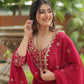 Jyoti Fashion Women's Rani Pink Faux Blooming Sequins Zari Embroidered Long Anarkali Sets | Swadesiicart
