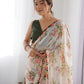 Jyoti Fashion Women's Off-White Georgette Printed Designer Saree with Blouse | Swadesiicart