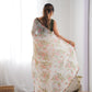 Jyoti Fashion Women's Off-White Georgette Printed Designer Saree with Blouse | Swadesiicart