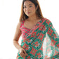 Jyoti Fashion Women's Green Chinon Print with Mirror Work Designer Saree with Blouse | Swadesiicart