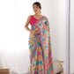Jyoti Fashion Women's Multicolor Chinon Print with Mirror Work Designer Saree with Blouse | Swadesiicart