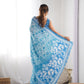 Jyoti Fashion Women's Sky Blue Chinon Print with Mirror Work Designer Saree with Blouse | Swadesiicart