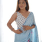 Jyoti Fashion Women's Sky Blue Chinon Print with Mirror Work Designer Saree with Blouse | Swadesiicart