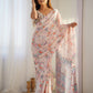 Jyoti Fashion Women's Peach Chinon Print with Mirror Work Designer Saree with Blouse | Swadesiicart
