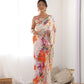 Jyoti Fashion Women's Multicolor Chinon Print with Mirror Work Designer Saree with Blouse | Swadesiicart