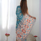 Jyoti Fashion Women's Blue Chinon Print with Mirror Work Designer Saree with Blouse | Swadesiicart