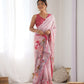 Jyoti Fashion Women's Pink Chinon Print with Mirror Work Designer Saree with Blouse | Swadesiicart