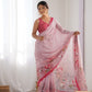 Jyoti Fashion Women's Pink Chinon Print with Mirror Work Designer Saree with Blouse | Swadesiicart