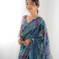 Jyoti Fashion Women's Multicolor Chinon Print with Mirror Work Designer Saree with Blouse | Swadesiicart