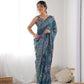 Jyoti Fashion Women's Multicolor Chinon Print with Mirror Work Designer Saree with Blouse | Swadesiicart