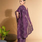 Jyoti Fashion Women's Wine Georgette Sequins Embroidered Designer Saree with Blouse | Swadesiicart