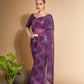Jyoti Fashion Women's Wine Georgette Sequins Embroidered Designer Saree with Blouse | Swadesiicart