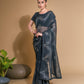 Jyoti Fashion Women's Black Georgette Sequins Embroidered Designer Saree with Blouse | Swadesiicart