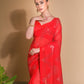 Jyoti Fashion Women's Red Georgette Sequins Embroidered Designer Saree with Blouse | Swadesiicart