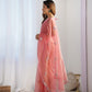 Jyoti Fashion Women's Peach Net Sequins Embroidered Designer Saree with Blouse | Swadesiicart