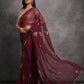 Jyoti Fashion Women's Maroon Chiffon Mirror Work Designer Saree with Blouse | Swadesiicart