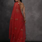 Jyoti Fashion Women's Red Chiffon Mirror Work Designer Saree with Blouse | Swadesiicart