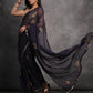 Jyoti Fashion Women's Navy Blue Chiffon Mirror Work Designer Saree with Blouse | Swadesiicart
