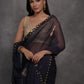 Jyoti Fashion Women's Navy Blue Chiffon Mirror Work Designer Saree with Blouse | Swadesiicart