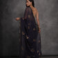 Jyoti Fashion Women's Navy Blue Chiffon Mirror Work Designer Saree with Blouse | Swadesiicart
