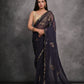 Jyoti Fashion Women's Navy Blue Chiffon Mirror Work Designer Saree with Blouse | Swadesiicart