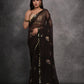 Jyoti Fashion Women's Black Chiffon Mirror Work Designer Saree with Blouse | Swadesiicart