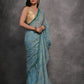 Jyoti Fashion Women's Sky Blue Chiffon Mirror Work Designer Saree with Blouse | Swadesiicart