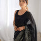Jyoti Fashion Women's Black Georgette Sequins Designer Saree with Blouse | Swadesiicart