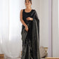 Jyoti Fashion Women's Black Georgette Sequins Designer Saree with Blouse | Swadesiicart