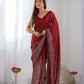 Jyoti Fashion Women's Maroon Georgette Sequins Designer Saree with Blouse | Swadesiicart