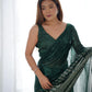 Jyoti Fashion Women's Bottle Green Georgette Sequins Designer Saree with Blouse | Swadesiicart