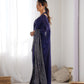 Jyoti Fashion Women's Navy Blue Georgette Sequins Designer Saree with Blouse | Swadesiicart