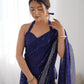 Jyoti Fashion Women's Navy Blue Georgette Sequins Designer Saree with Blouse | Swadesiicart