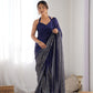 Jyoti Fashion Women's Navy Blue Georgette Sequins Designer Saree with Blouse | Swadesiicart