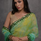 Jyoti Fashion Women's Green Chiffon Print with Mirror Work Designer Saree with Blouse | Swadesiicart