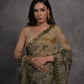 Jyoti Fashion Women's Grey Chiffon Print with Mirror Work Designer Saree with Blouse | Swadesiicart